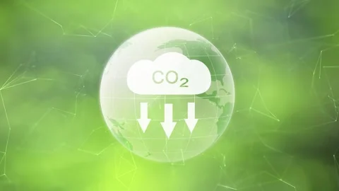 Concept carbon dioxide icon on green global environment background Video stock 337249591