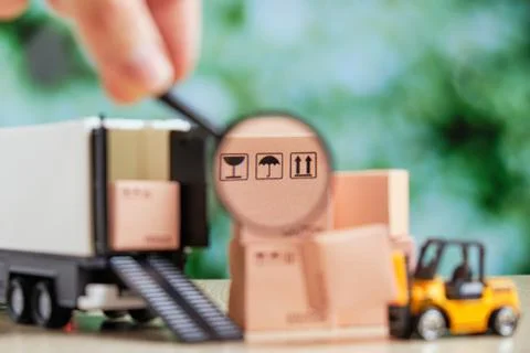 Concept of cargo checking while loading a truck Stock Photos