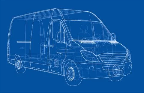 Concept cargo van. 3d illustration 스톡 일러스트