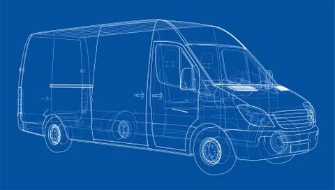 Concept cargo van. 3d illustration 스톡 일러스트