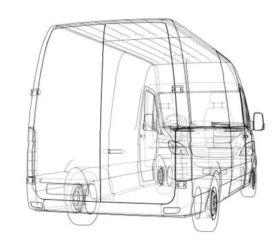 Concept cargo van. 3d illustration 스톡 일러스트