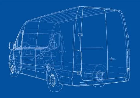 Concept cargo van. 3d illustration 스톡 일러스트