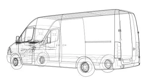 Concept cargo van. 3d illustration 스톡 일러스트