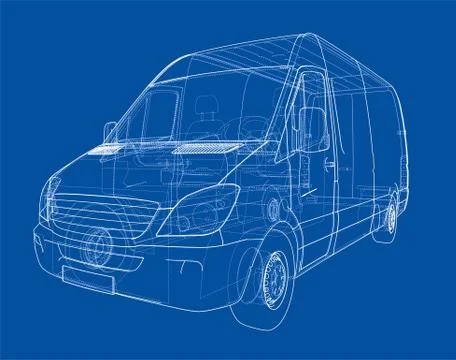 Concept cargo van. 3d illustration 스톡 일러스트