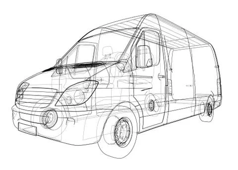 Concept cargo van. 3d illustration 스톡 일러스트