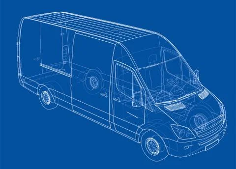 Concept cargo van. 3d illustration 스톡 일러스트