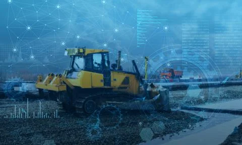 The concept of carrying out work on the construction of a highway without hum Stock Photos