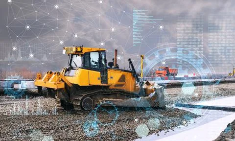 The concept of carrying out work on the construction of a highway without hum Stock Photos