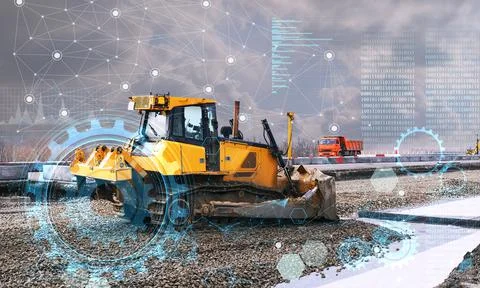The concept of carrying out work on the construction of a highway without hum Stock Photos