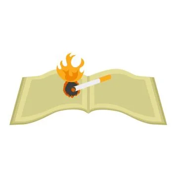 Concept causes of fire, book lighted up from cigarette Stock Illustration