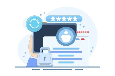 Concept of changing password. system code and key. Illustrazione stock