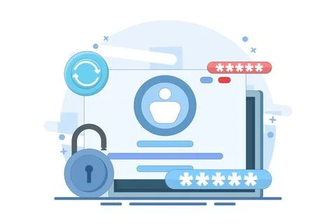 Concept of changing password. system code and key. Illustrazione stock