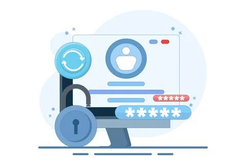 Concept of changing password. system code and key. Illustration