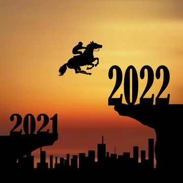 Concept of changing year from 2021 to 2022. happy new year. Stock Illustration