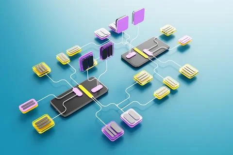 Concept of chatbot artificial intelligence and global communication in smartp Stock Illustration