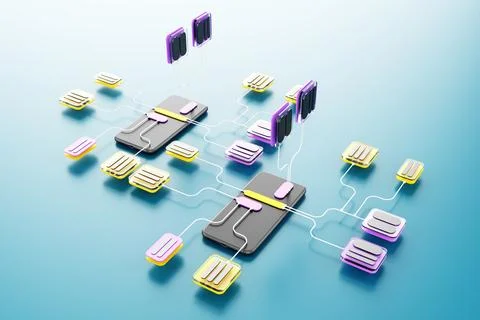 Concept of chatbot artificial intelligence and global communication in smartp Stock Illustration