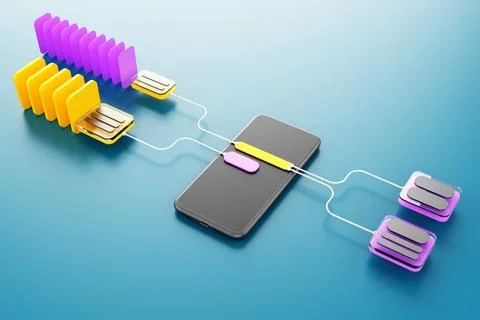 Concept of chatbot artificial intelligence and global communication in smartp Stock Illustration