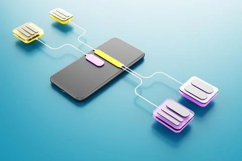 Concept of chatbot artificial intelligence and global communication in smartp Stock Illustration