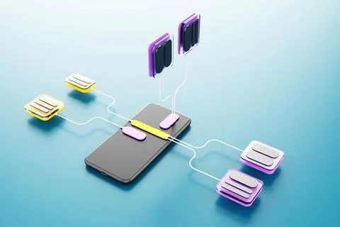 Concept of chatbot artificial intelligence and global communication in smartp Stock Illustration