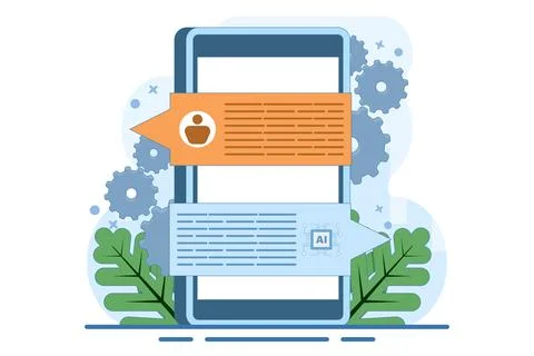 Concept of Chatbot Robot providing online assistance, AI Customer Support. Stock Illustration