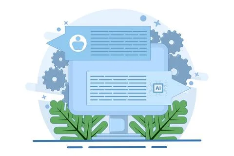 Concept of Chatbot Robot providing online assistance, AI Customer Support. Stock Illustration