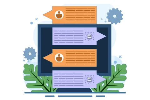 Concept of Chatbot Robot providing online assistance, AI Customer Support. Stock Illustration