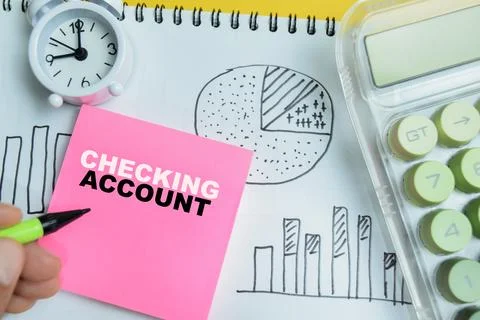 Concept of checking account write on sticky notes isolated on table. Stock Photos