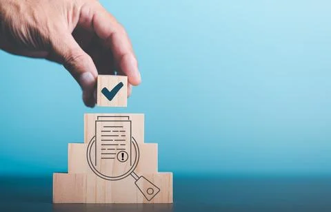 The concept of checking steps through document with a list of checkboxes ,p.. Stock Photos