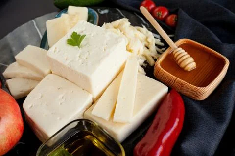 The concept of cheese. Stockfoto's