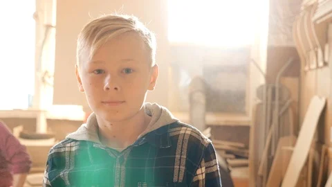 Concept children learning joinery. Stock Footage 87490541