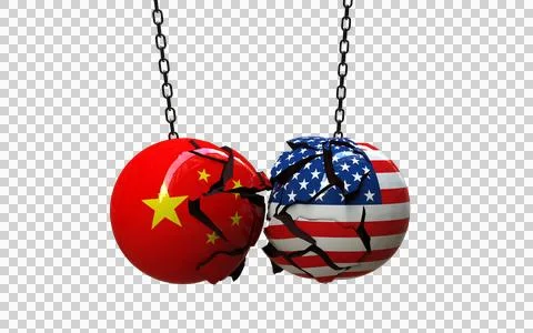Concept of China-USA War between China and USA. Illustrazione stock