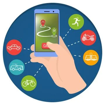 The concept  choice of transport from home to work Stock Illustration