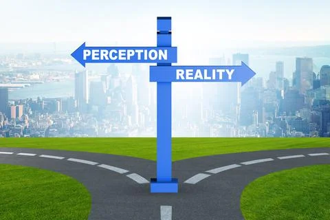 Concept of choosing perception or reality Stock Illustration