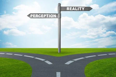 Concept of choosing perception or reality 스톡 일러스트