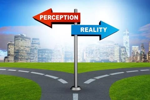 Concept of choosing perception or reality 스톡 일러스트