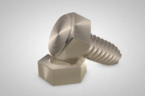The concept of chromed bolt and nut Stock Illustration
