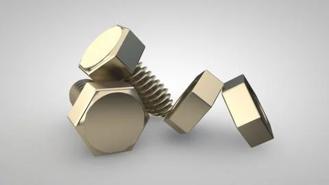 The concept of chromed bolt and nut Stock Illustration