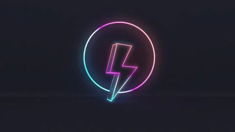 The concept of circle and thunderbolt figures background 3D rendering Stock Illustration