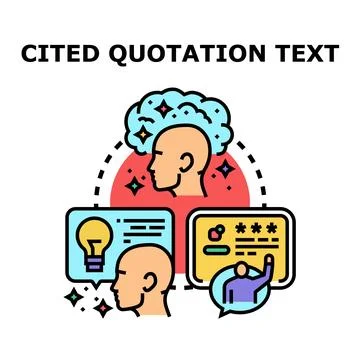 Concept of cited quotation text process Stock Illustration