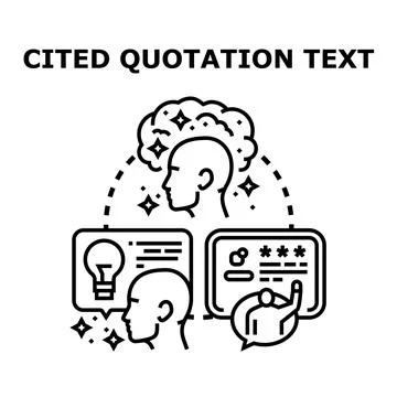 Concept of cited quotation text process Stock Illustration