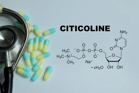 Concept of citicoline cognitive support medication write on book Stock Photos