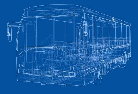 Concept city bus. Vector rendering of 3d 스톡 일러스트