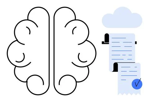 Concept of Cloud Computing and Brain Integration in Modern Technology Stock Illustration