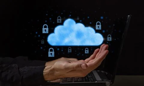 The concept of cloud computing and security in the global network, Stock Photos