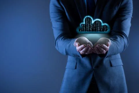 Concept of cloud computing with businessman Foto stock