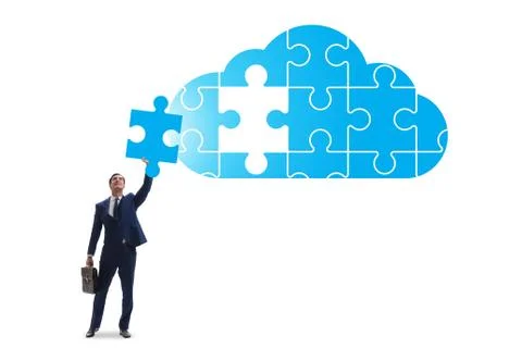 Concept of cloud computing with jigsaw puzzle 스톡 사진