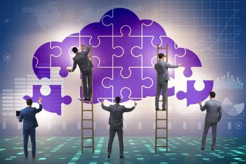 Concept of cloud computing with jigsaw puzzle 스톡 사진