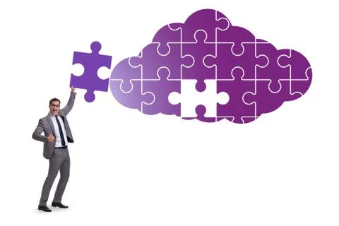 Concept of cloud computing with jigsaw puzzle Stockfoto's