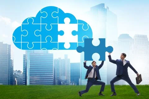 Concept of cloud computing with jigsaw puzzle 스톡 사진