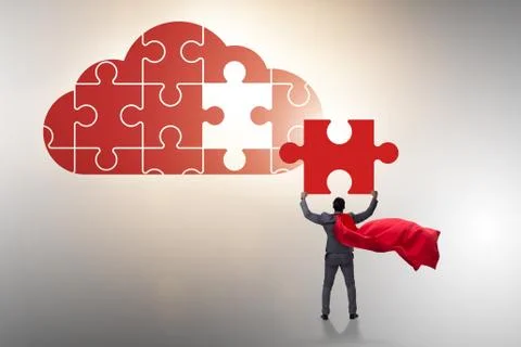 Concept of cloud computing with jigsaw puzzle Stock Photos